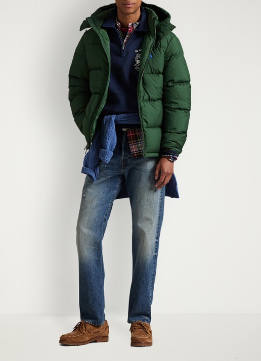 Ralph Lauren Gorham puffer jack met donsvulling en ritszakken - voorkant 5 bottle green / donkergroen