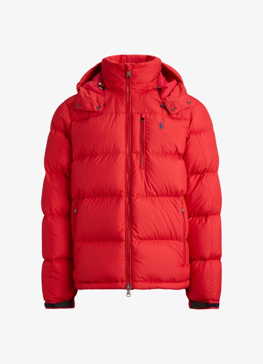 Ralph Lauren Gorham puffer jack met donsvulling en ritszakken - voorkant 4 rl 2000 red / rood