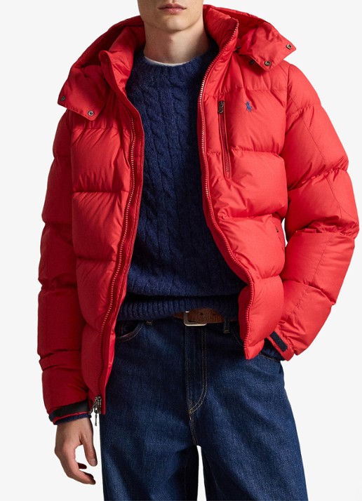 Ralph Lauren Gorham puffer jack met donsvulling en ritszakken - voorkant 5 rl 2000 red / rood
