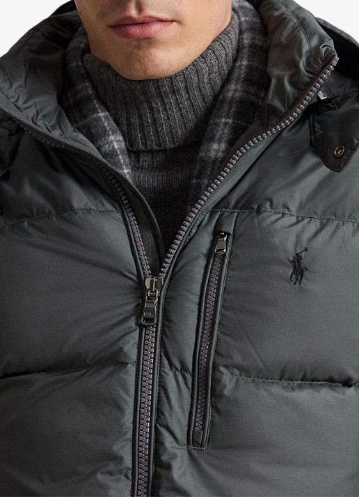 Ralph Lauren Gorham puffer jack met donsvulling en ritszakken - detail 3 charcoal grey / grijs