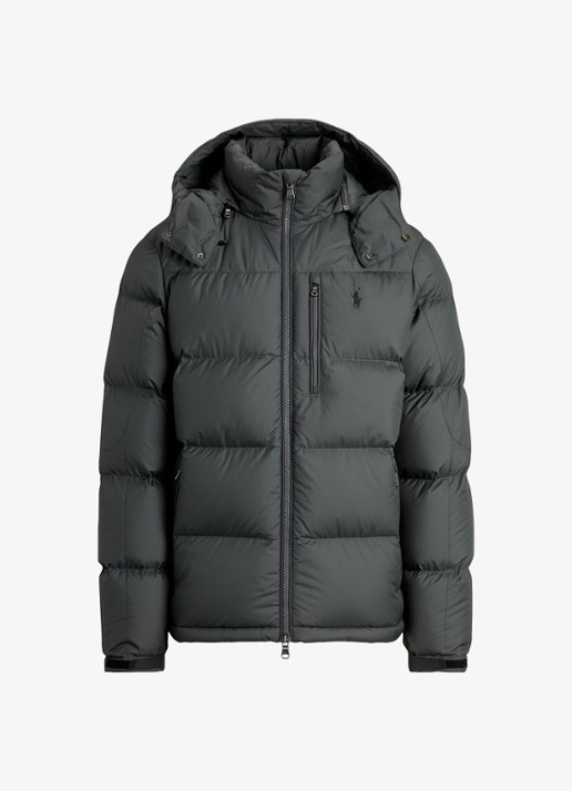Ralph Lauren Gorham puffer jack met donsvulling en ritszakken - voorkant 4 charcoal grey / grijs
