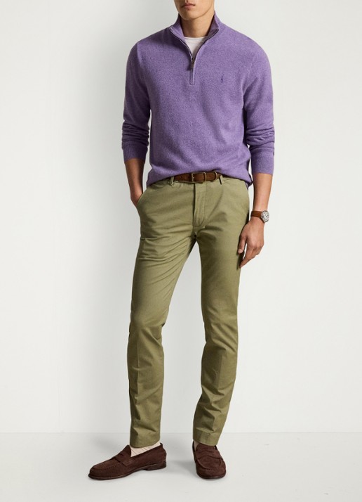 Ralph Lauren Greenwich slim fit chino met stretch - voorkant 2 sage green / groen