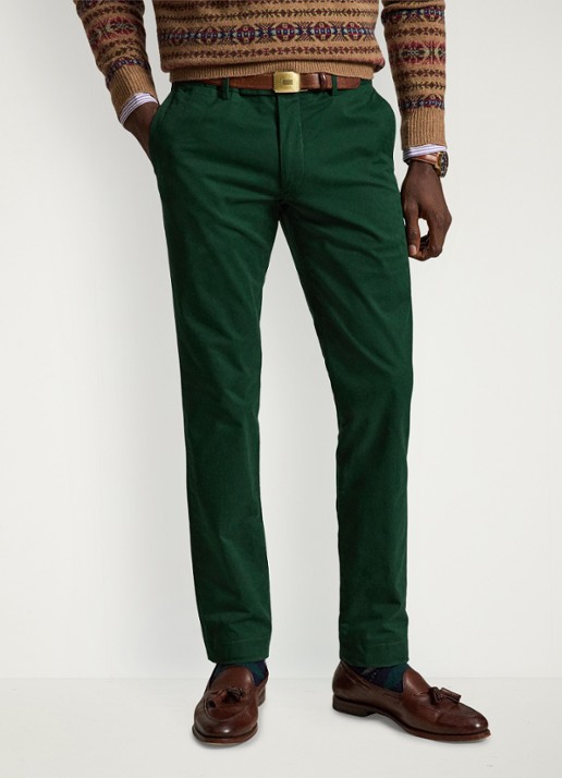 Ralph Lauren Greenwich slim fit chino met stretch - detail 2 college green / donkergroen