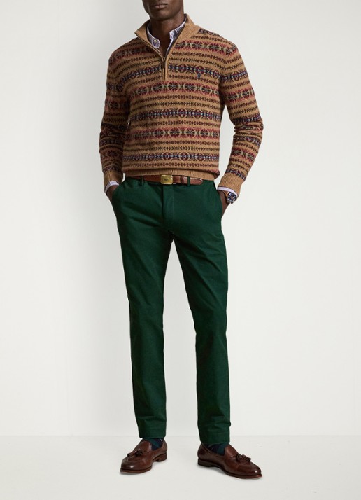 Ralph Lauren Greenwich slim fit chino met stretch - voorkant 5 college green / donkergroen