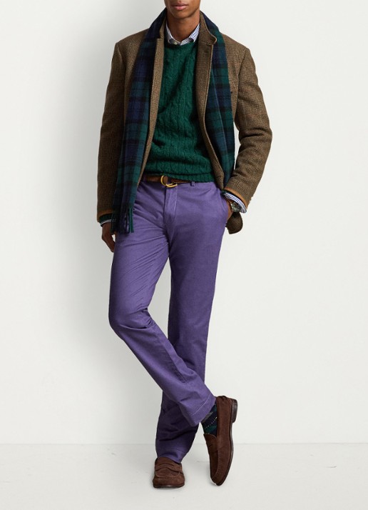 Ralph Lauren Greenwich slim fit chino met stretch - voorkant 2 juneberry / paars