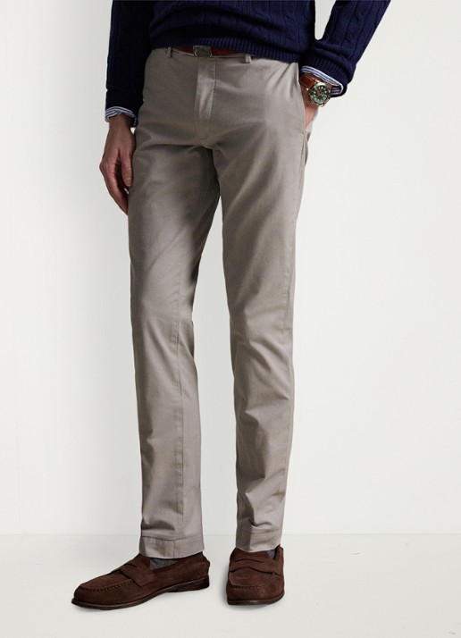 Ralph Lauren Greenwich slim fit stretch chino broek - detail grey fog / grijs
