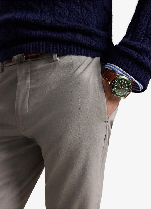 Ralph Lauren Greenwich slim fit stretch chino broek - detail 2 grey fog / grijs