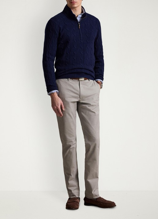 Ralph Lauren Greenwich slim fit stretch chino broek - voorkant 4 grey fog / grijs