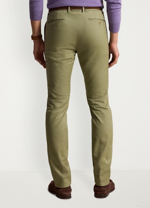 Ralph Lauren Greenwich slim fit stretch chino broek - achterkant 5 sage green / groen