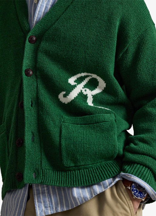 Ralph Lauren Grofgebreid vest in linnenblend met opstikzakken - detail 3 new forest-2z8d