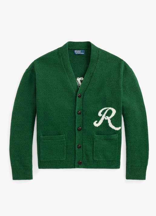Ralph Lauren Grofgebreid vest in linnenblend met opstikzakken - voorkant 4 new forest-2z8d