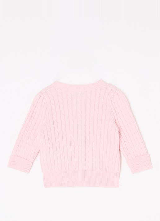 Ralph Lauren Grofgebreid vest met logo - achterkant lichtroze