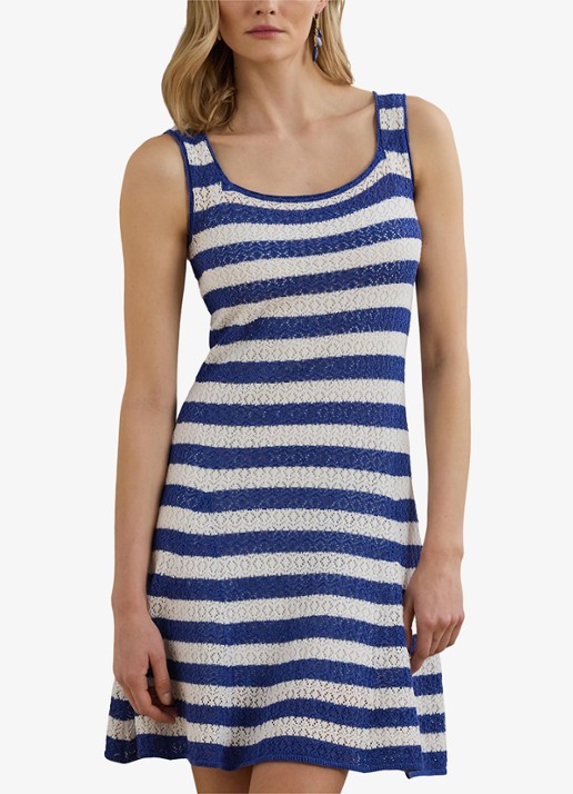 Ralph Lauren Grofgebreide mini jurk met streepprint