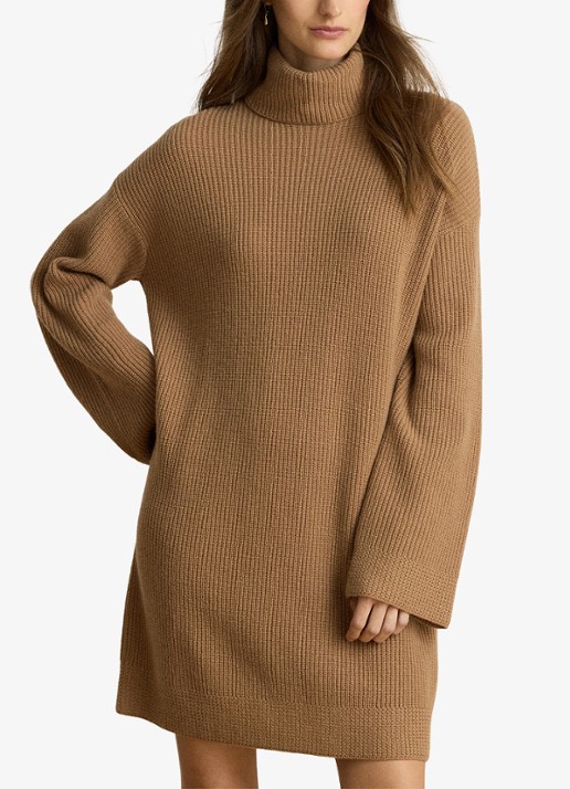 Ralph Lauren Grofgebreide mini trui-jurk in kasjmierblend