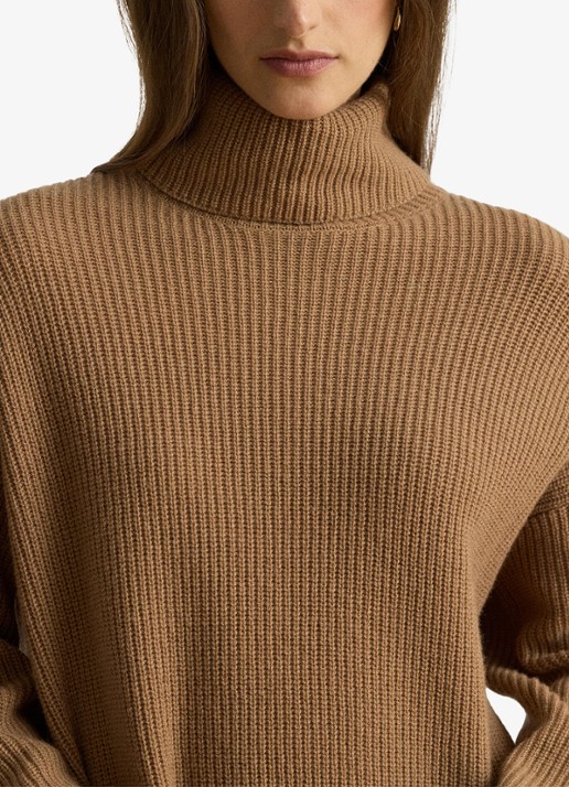 Ralph Lauren Grofgebreide mini trui-jurk in kasjmierblend - detail 5 lauren camel / beige