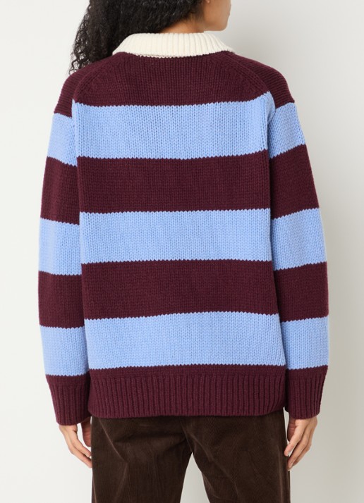 Ralph Lauren Grofgebreide polo in wolblend met streepprint - achterkant multicolor