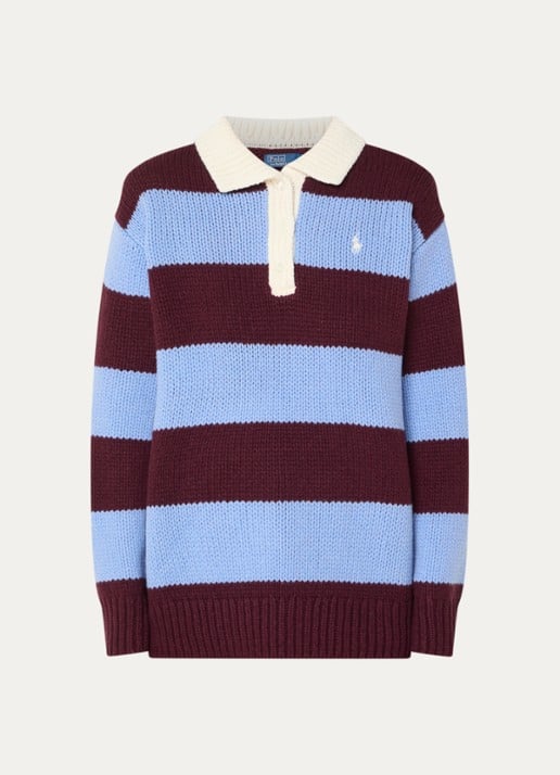 Ralph Lauren Grofgebreide polo in wolblend met streepprint - voorkant 3 multicolor