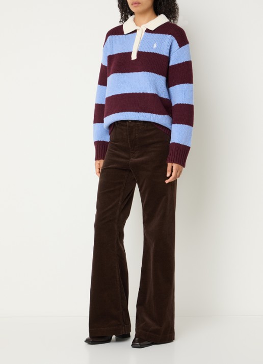 Ralph Lauren Grofgebreide polo in wolblend met streepprint - voorkant 4 multicolor