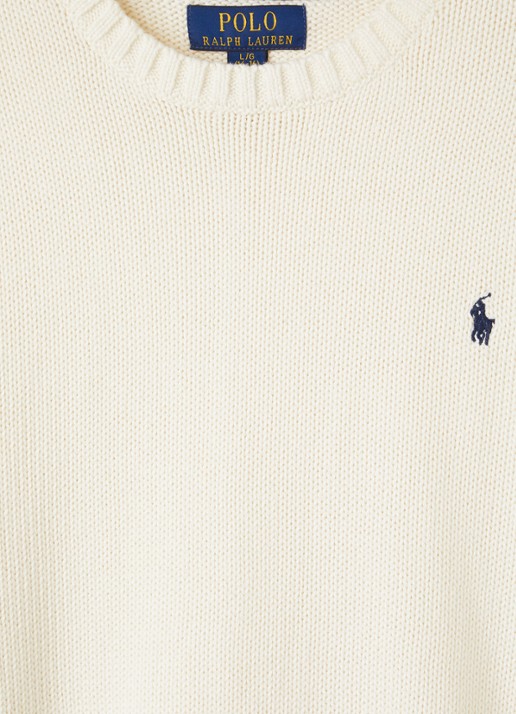 Ralph Lauren Grofgebreide pullover met logo - detail 3 gebroken wit