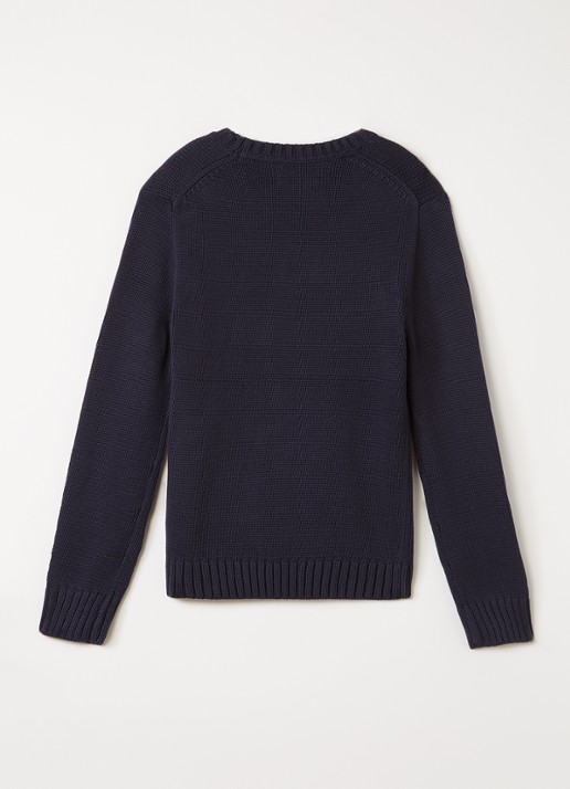 Ralph Lauren Grofgebreide pullover met logo - voorkant 3 donkerblauw