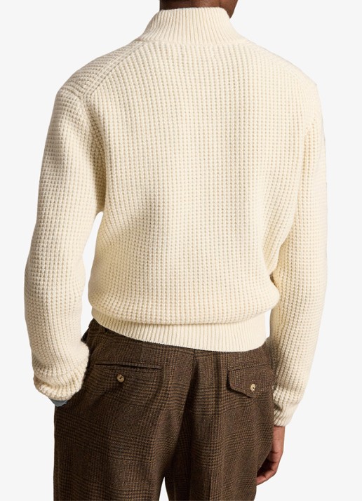 Ralph Lauren Grofgebreide trui in wolblend met halve rits - achterkant 5 andover cream-34ty / beige