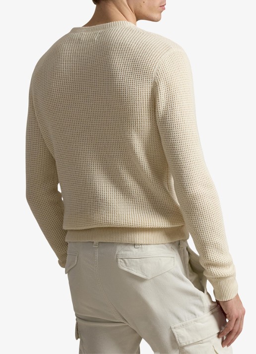 Ralph Lauren Grofgebreide trui in wolblend met logoborduring - achterkant 5 andover cream / creme