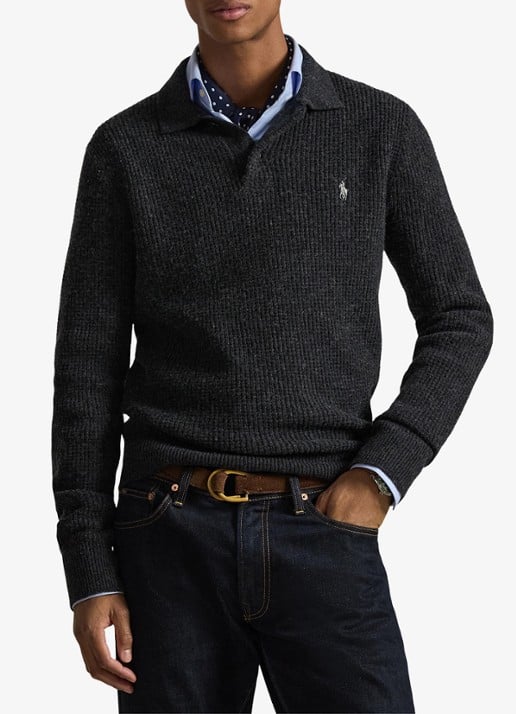 Ralph Lauren Grofgebreide trui in wolblend met polokraag