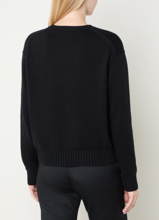 Ralph Lauren Grofgebreide trui met ingebreid logo - achterkant 3 zwart