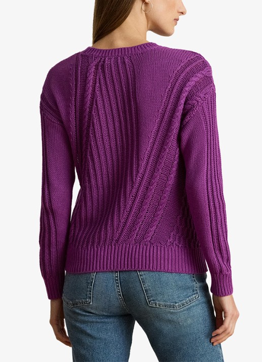 Ralph Lauren Grofgebreide trui met ingebreid patroon - achterkant 5 purple dawn / paars