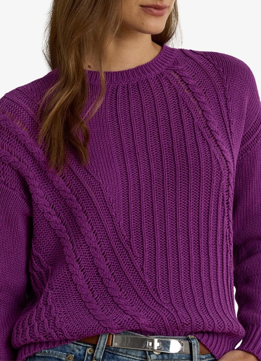 Ralph Lauren Grofgebreide trui met ingebreid patroon - detail 4 purple dawn / paars