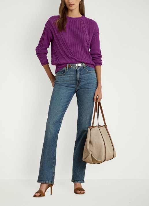 Ralph Lauren Grofgebreide trui met ingebreid patroon - voorkant 2 purple dawn / paars