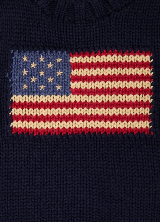 Ralph Lauren Grofgebreide trui met ingebreid patroon - detail 3 donkerblauw