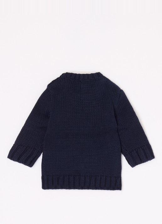 Ralph Lauren Grofgebreide trui met ingebreid patroon - voorkant 2 donkerblauw