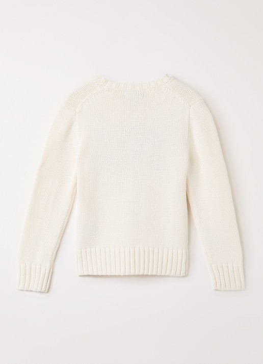 Ralph Lauren Grofgebreide trui met ingebreide print - voorkant 2 gebroken wit