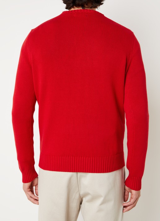 Ralph Lauren Grofgebreide trui met logoborduring - achterkant rl2000 red