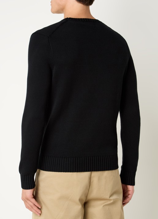 Ralph Lauren Grofgebreide trui met logoborduring - achterkant 4 zwart