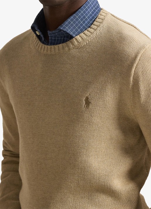 Ralph Lauren Grofgebreide trui met logoborduring - detail 5 beige