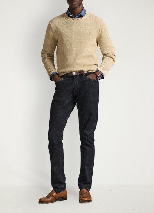 Ralph Lauren Grofgebreide trui met logoborduring - voorkant 3 beige
