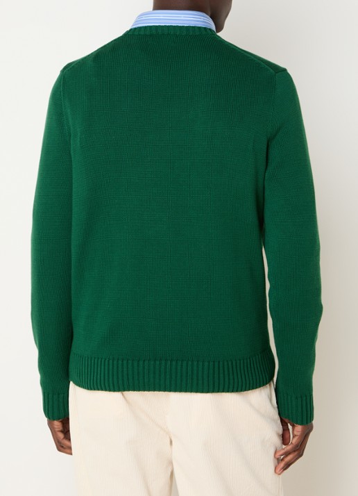 Ralph Lauren Grofgebreide trui met logoborduring - achterkant 4 donkergroen