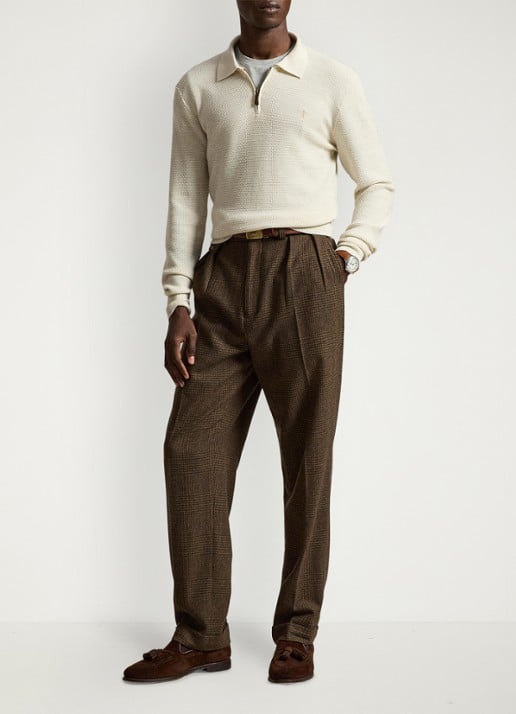 Ralph Lauren Grofgebreide trui van wol met halve rits