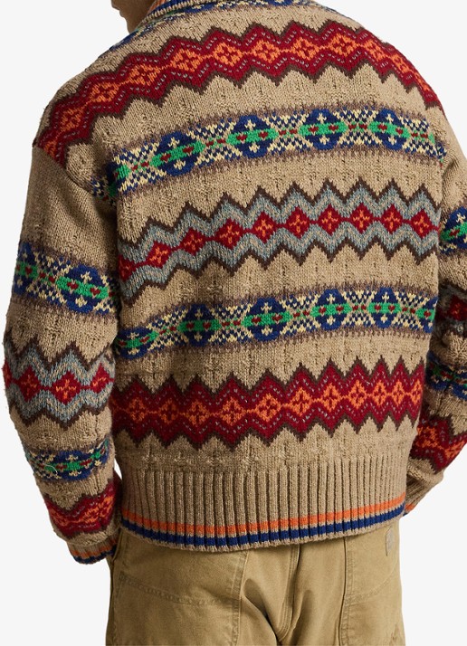 Ralph Lauren Grofgebreide trui van wol met ingebreid patroon - achterkant 5 tan multi-2wce / beige