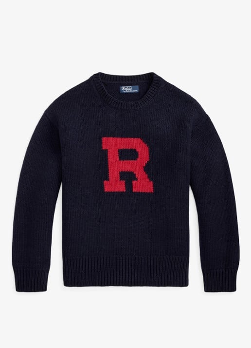 Ralph Lauren Grofgebreide trui van wol met print - voorkant 3 navy combo-32en / blauw