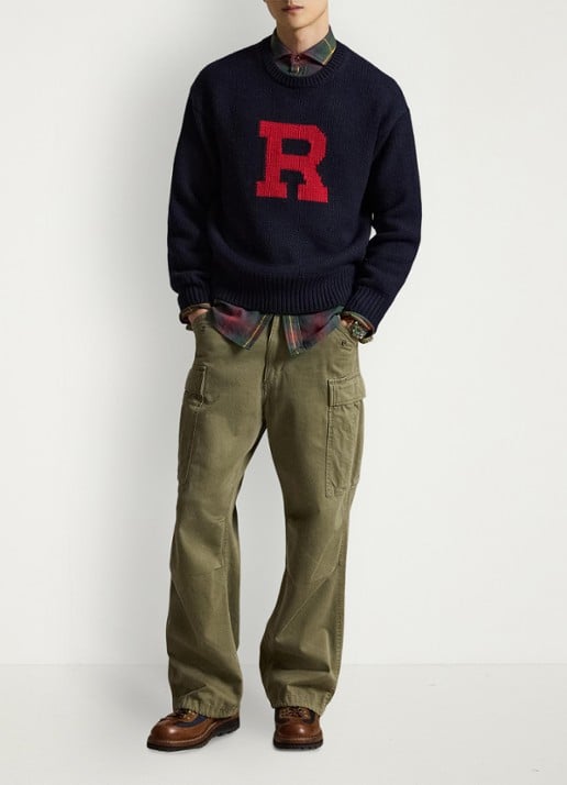 Ralph Lauren Grofgebreide trui van wol met print - voorkant 4 navy combo-32en / blauw