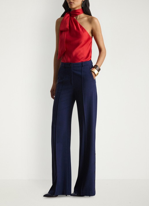 Ralph Lauren Haltertop met sjaalkraag - voorkant 2 cruise red 2wr6 / rood