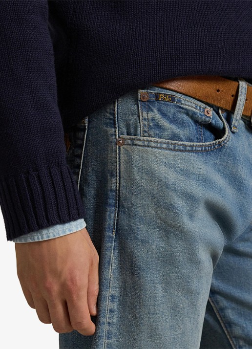 Ralph Lauren Hampton straight leg jeans met medium wassing - detail 4 dixon stretch / indigo