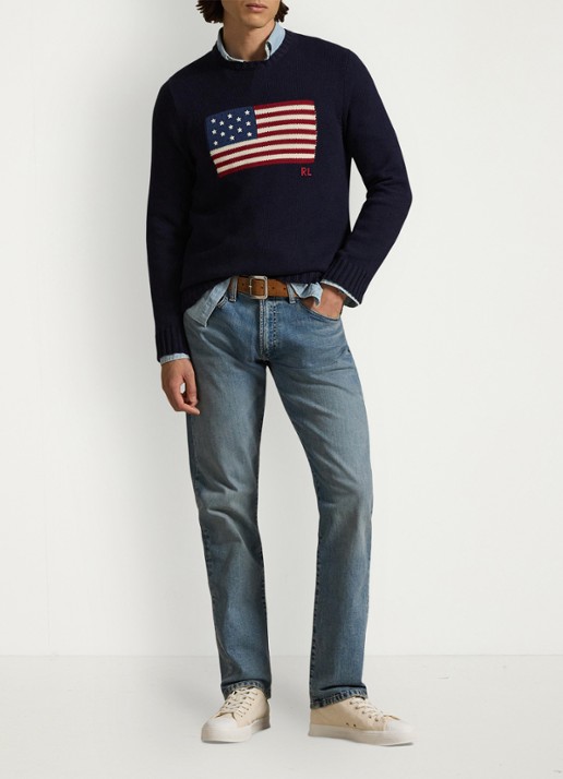 Ralph Lauren Hampton straight leg jeans met medium wassing - voorkant 2 dixon stretch / indigo