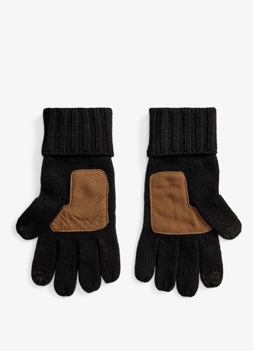 Ralph Lauren Handschoenen van merinowol met touchscreen functie - detail black / zwart