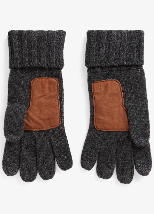 Ralph Lauren Handschoenen van merinowol met touchscreen functie - detail charcoal / antraciet