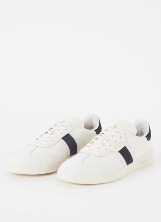 Ralph Lauren Heritage Aera sneaker van leer met suède details  - detail 2 gebroken wit