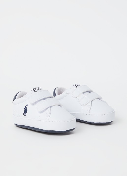 Ralph Lauren Heritage Court II babyschoentje met logoborduring - voorkant 3 donkerblauw